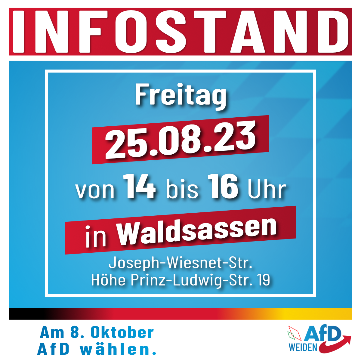 AfD KV Weiden Infostand in Waldsassen 2023-08-25